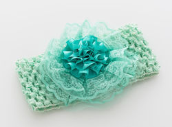 Hair Ribbon With Flower-Green