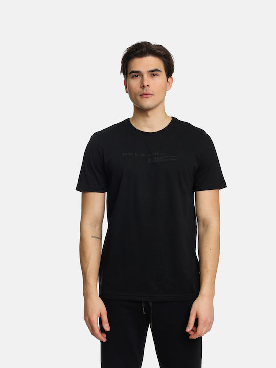 Paco & Co T-shirt Bărbătesc cu Mânecă Scurtă BLACK