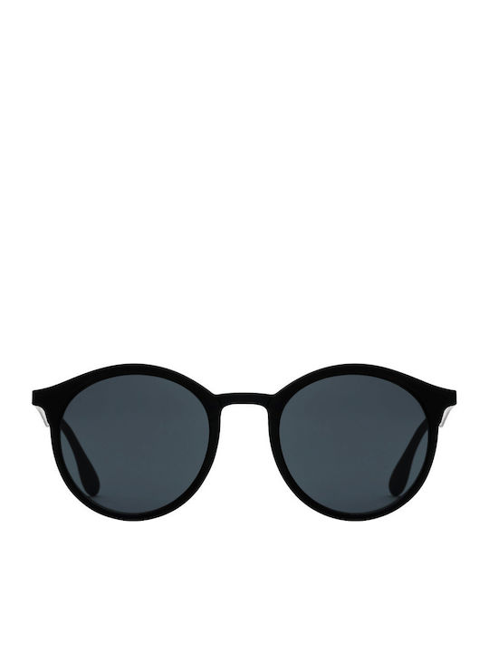 Umbria Unisex Sonnenbrillen mit Schwarzem Horn umrandetem Rahmen und schwarzen Gläsern