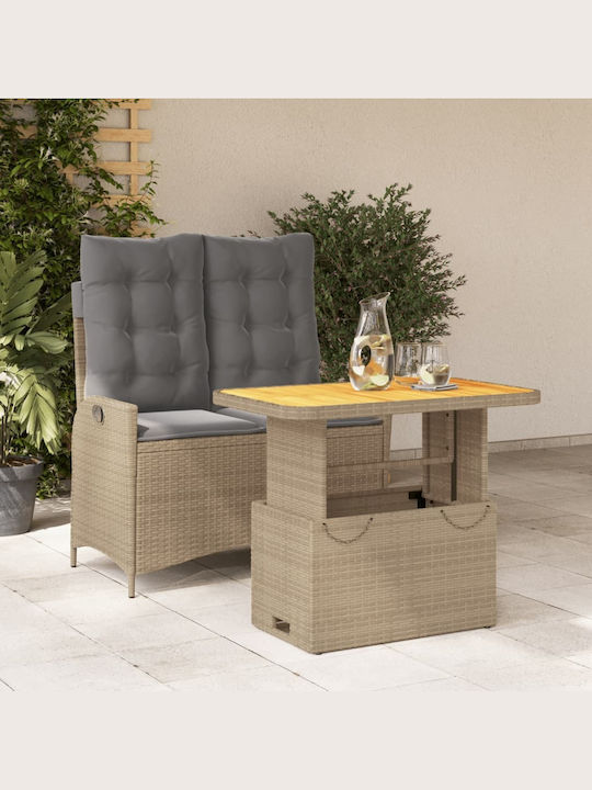 Garden & Outdoor Furniture Set Dining Room 2 Pieces Beige with Pillows