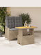 Garden & Outdoor Furniture Set Dining Room 2 Pieces Beige with Pillows