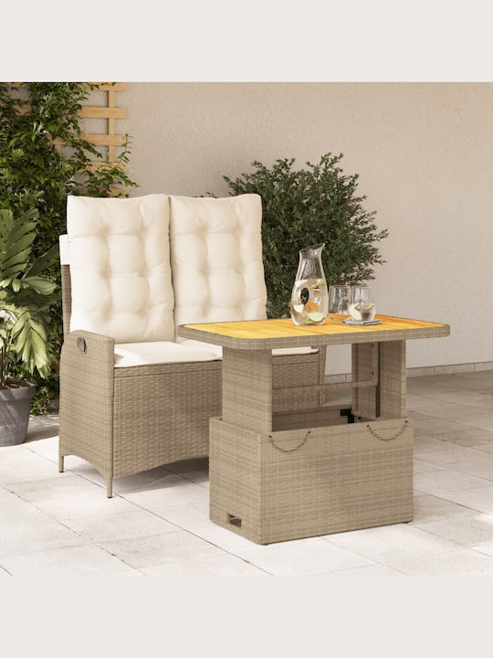 Garden & Outdoor Furniture Sets Dining Room Set 2 Pieces Beige with Pillows