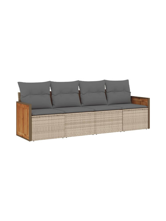 Canapea Cu Patru Locuri De Exterior Din Rattan Cu Perne 55x55x69cm