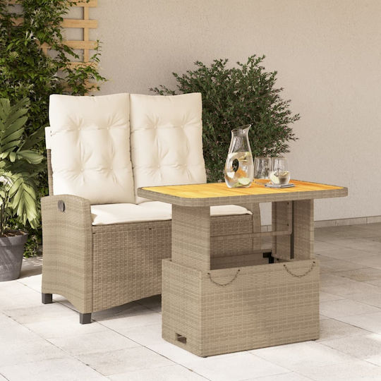 Garten- und Outdoor-Möbelsets 2 Stück Beige mit Kissen