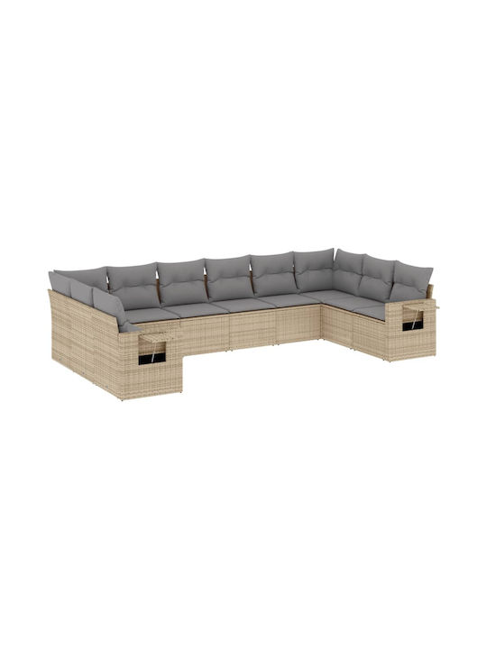 Corner Outdoor Sofa Rattan with Cushions 55x55x...