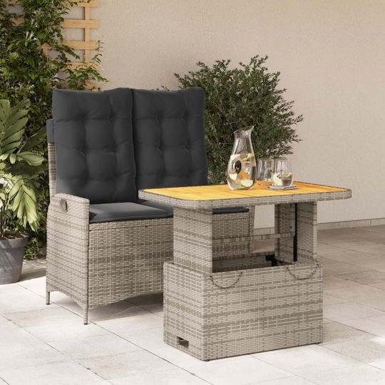 Garten- und Outdoor-Möbelsets 2 Stück Grau mit Kissen