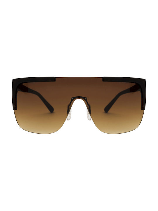 Sunglasses with Black Metal Frame and Brown Gradient Lens 01-8817-2