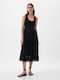 GAP Eyelet Midi Φόρεμα με Βολάν Black