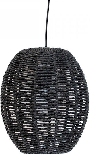 Atmosphera Raffia Hanging Ceiling Light Black 26x28cm