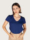 Innocent Damen T-shirt mit V-Ausschnitt Blue