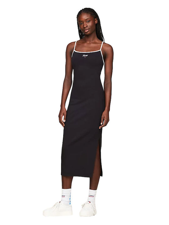 Tommy Hilfiger Midi Dress with Slit Black