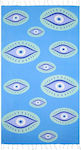 Aquablue Beach Towel Cotton Blue with Fringes 180x90cm.