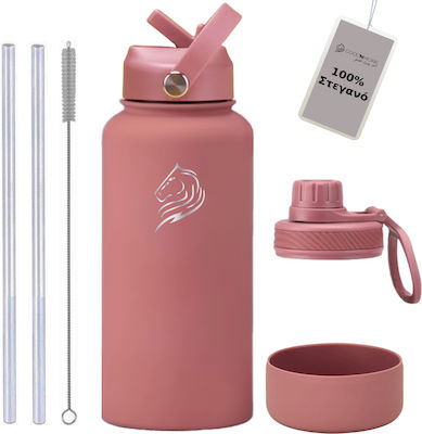 Cool'NMore Bottle Thermos Stainless Steel BPA Free Pink 650ml with Straw