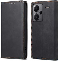Case for Xiaomi Redmi Note 13 Pro+ 5G Dierfeng DF 05 Foldable Series with Stand, Card Slot, and Magnetic Closure Flip Wallet made of Synthetic Leather and Internal TPU Black