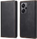 Case for Xiaomi Redmi Note 13 Pro+ 5G Dierfeng DF 05 Foldable Series with Stand, Card Slot, and Magnetic Closure Flip Wallet made of Synthetic Leather and Internal TPU Black