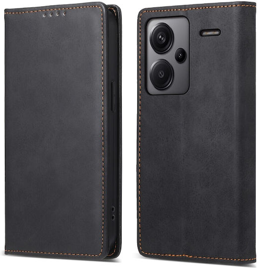 Case for Xiaomi Redmi Note 13 Pro+ 5G Dierfeng DF 05 Foldable Series with Stand, Card Slot, and Magnetic Closure Flip Wallet made of Synthetic Leather and Internal TPU Black