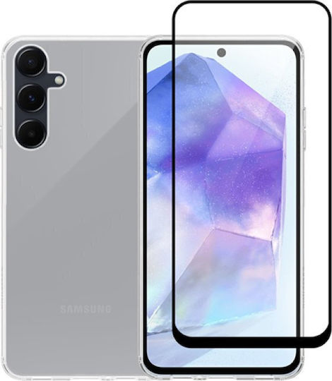 Vivid Set Gelly Back Cover Tempered Glass / Σιλικόνης Σετ με Τζαμάκι Μαύρο (Galaxy A35)