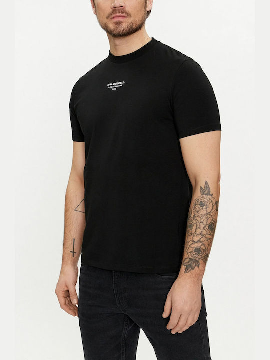 Karl Lagerfeld T-shirt Bărbătesc cu Mânecă Scurtă Negru