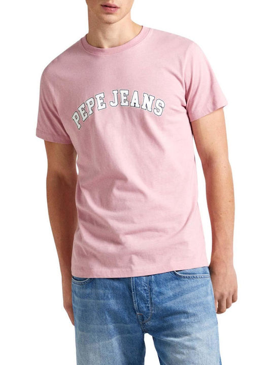 Pepe Jeans Ανδρικό T-shirt Κοντομάνικο Ροζ