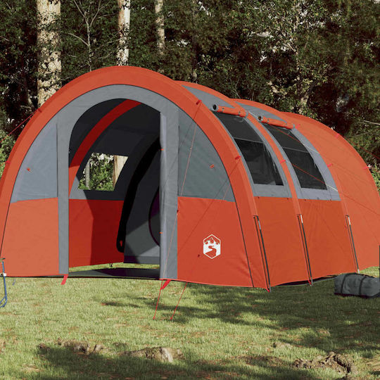 vidaXL Лятна Къмпинг Сцена Тунел Оранжева За 4 Човека 483x340x175см