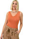 Potre Women's Crop Sweater with V Neckline Orange