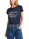 Pepe Jeans Women's Summer Blouse Cotton Short Sleeve Navy Blue