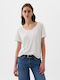 GAP Linen-blend Women's Summer Blouse Linen Optic White