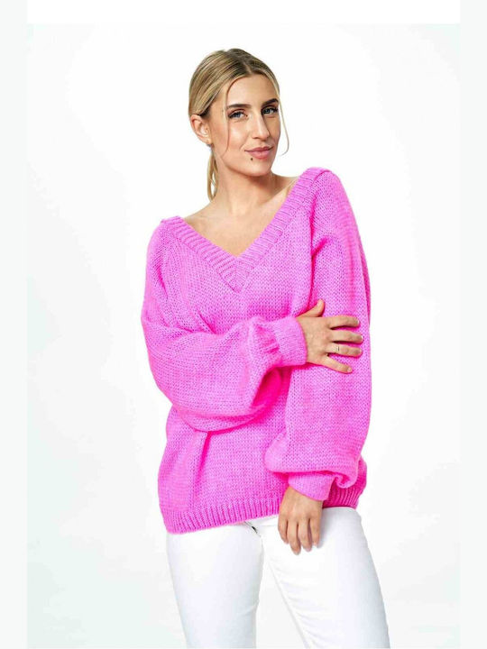 Figl Women's Sweater Woolen with V Neckline Pink