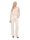 Damen Stoff Hose Ecru