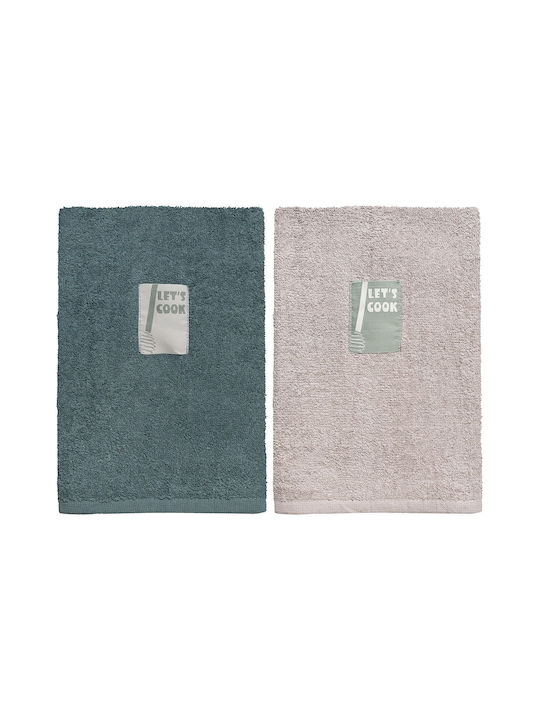 Beauty Home Tea Towel from 100% Cotton in Gray Color 40x60cm 2pcs