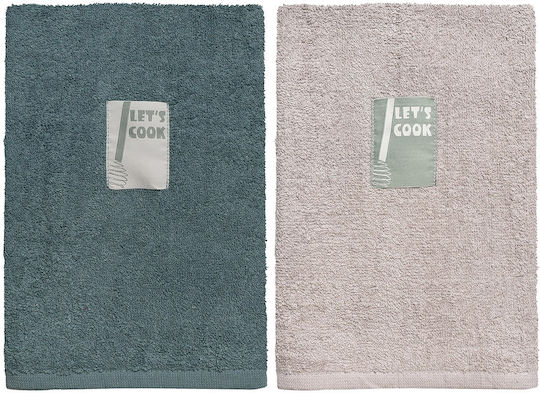 Beauty Home Ποτηρόπανο από 100% Βαμβάκι σε Γκρι Χρώμα 40x60cm 2τμχ