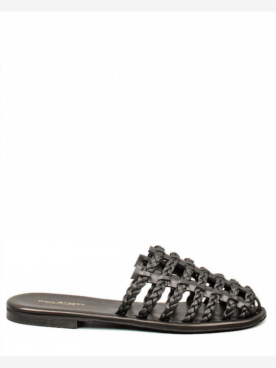 Wall Street Women's Flat Sandals in Black Color