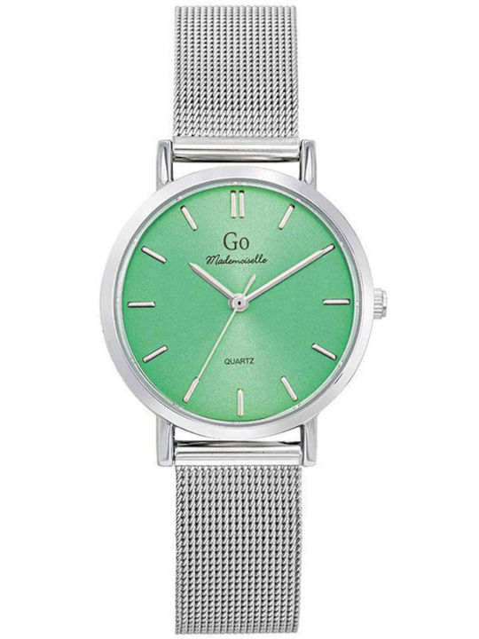 GO Mademoiselle Γυναικείο Ρολόι 32mm Μπαταρίας με Ασημί Μεταλλικό Μπρασελέ