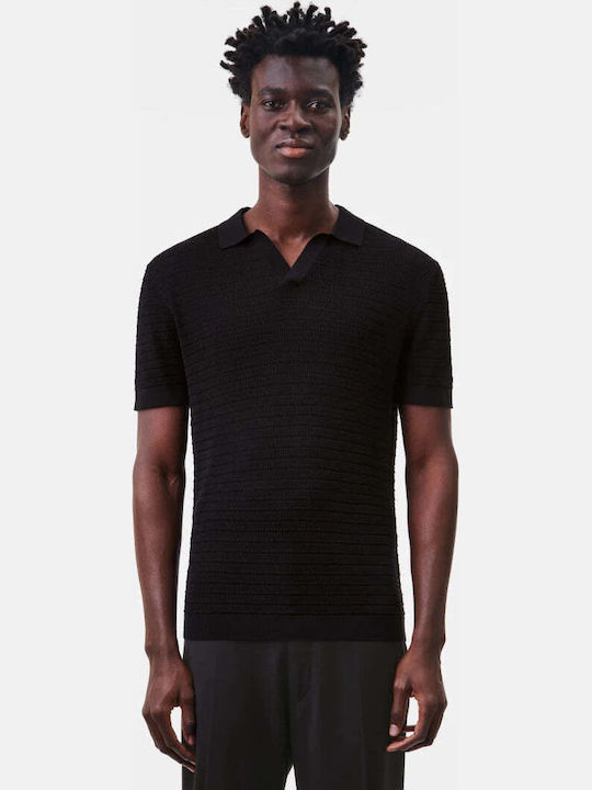 Short Sleeve Polo Sweater Black