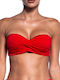 Strapless Bikini Top D Cup Κόκκινο