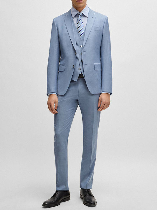 Hugo Boss Men's Suit with Vest Slim Fit Lightblue