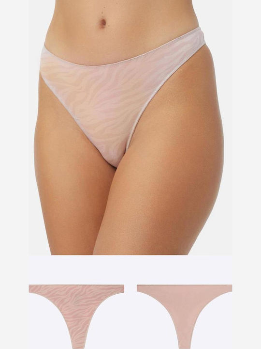 Minerva Fimelle Damen Zeichenfolge 2Pack Pink