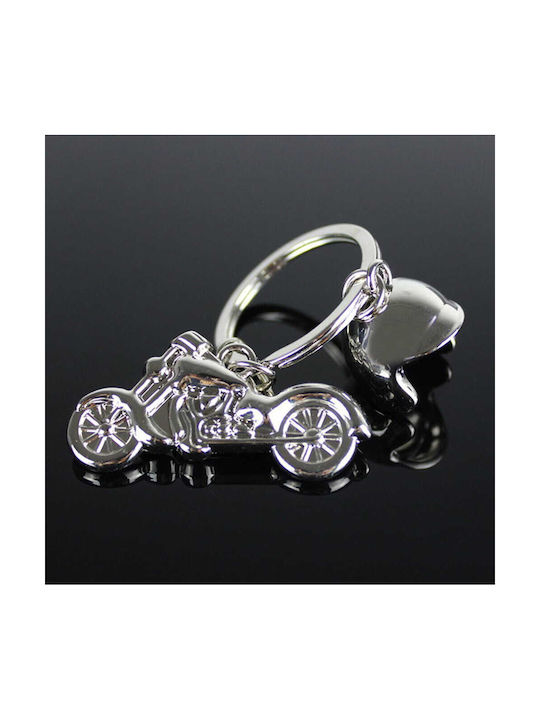 Keyring Key Chain Silver Motorcycle