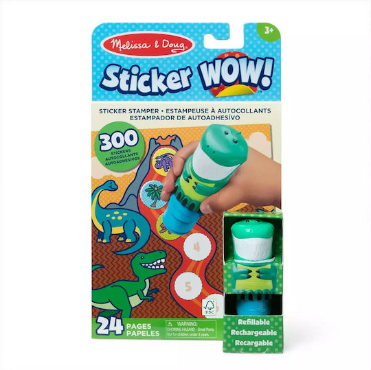 Melissa & Doug Children's Craft Sticker WOW! Activity Book with Sticker Stamp, Dinosaur for Children 3 Years Olive