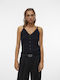 Vero Moda Women's Blouse Cotton with Straps & V Neckline Black