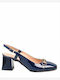 Wall Street Leather Blue Heels