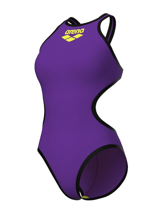 Arena One Biglogo One-Piece Swimsuit with Cutouts Purple