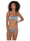 Set Bikini Sutien Sport Cu Burete Detașabil Argintiu