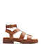 Orinoco Cove Leather Women's Flat Sandals in Tabac Brown Color