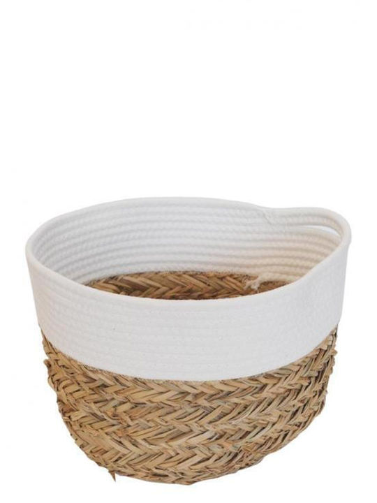 Decorative Basket Wicker with Handles White Plastona