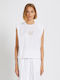 Women's Summer Blouse Cotton Sleeveless White