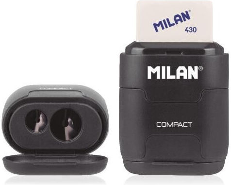 Milan Compact Пластмаса Двойна Острилка Черна с Гума 1бр