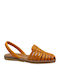 Lola Almagro Mango Leder Flache Sandalen für Damen in Braun Farbe