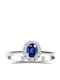 Solitaire Ring 18K White Gold With Sapphire 0.27ct And Diamonds Vs1, G, Da4316