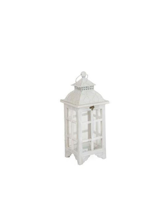 Iliadis Wooden Lantern White 18x18x45cm